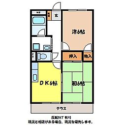 グリーンヒルズ白山B 2DKの間取図画像