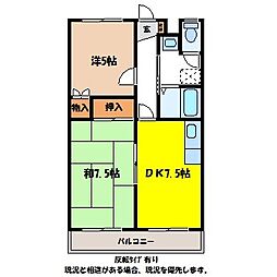 グットパレスオオツキA棟 2DKの間取図画像