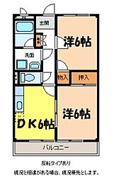 リンピアF&R2 2DKの間取図画像