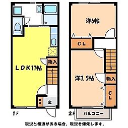 ブランシェ牧 2LDKの間取図画像