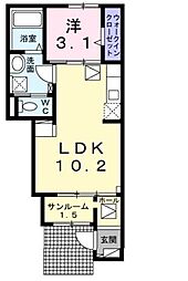 アンボヌール 1LDKの間取図画像