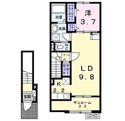 アンボヌール 1LDKの間取図画像