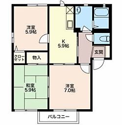 フォーレスエデンA 3Kの間取図画像