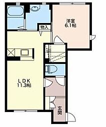 西町ボナールN 1LDKの間取図画像