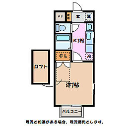 うえすとこーと21 1Kの間取図画像