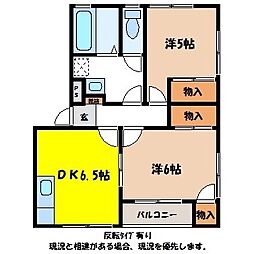 メープルハイツ梨の木A 2DKの間取図画像