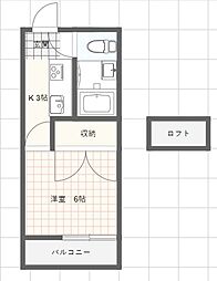 松島青山ハイツA 1Kの間取図画像