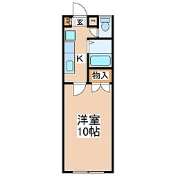 常磐城マンション 2階1Kの間取り