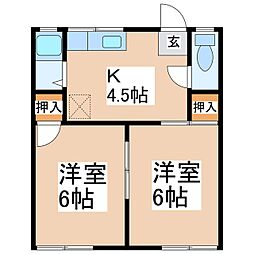 フォーブル柳屋 2Kの間取図画像