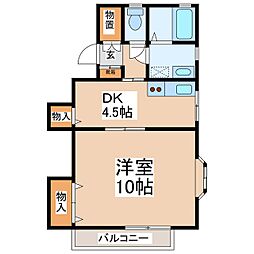ホシバコーポ 1階1DKの間取り