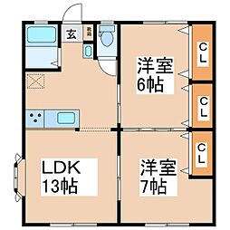 グリーンハイツ（坂城） 1階2LDKの間取り