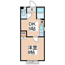 コーポ花園 1階1DKの間取り