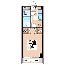 さくら小径 2階1Kの間取り