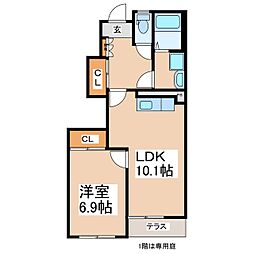 エル・ガーデン 1階1LDKの間取り