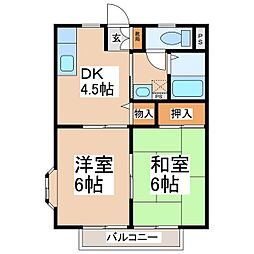 ハイツ彩雲 2DKの間取図画像