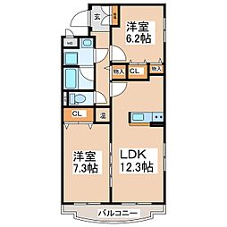 ロイヤルコート 2LDKの間取図画像