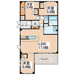 ブランニューシティF棟 3LDKの間取図画像