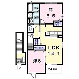ヴィラパークヒルA 2LDKの間取図画像