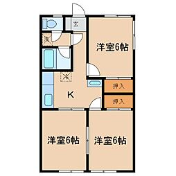 篠原マンション 3Kの間取図画像