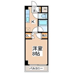 コーポスカイヒル 1Kの間取図画像