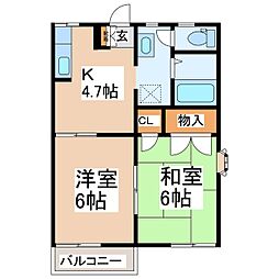 フレグランス緑ケ丘 2Kの間取図画像
