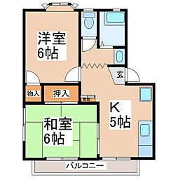 ベルピア花里A 2Kの間取図画像