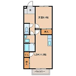 グランヒル上野 1LDKの間取図画像