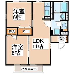 ブラウンヒルズ 2LDKの間取図画像