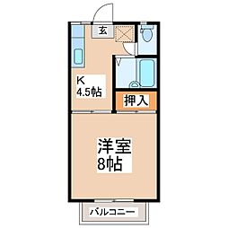 ハウスポートマロミ 1Kの間取図画像