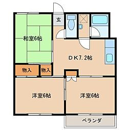 マンションあずま 3DKの間取図画像