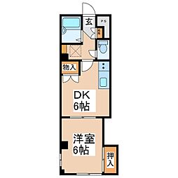 ラフォーレイケノ 1DKの間取図画像