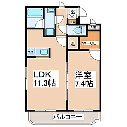 ロイヤルコート 1LDKの間取図画像