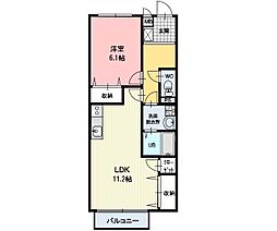 ホープヒル新田 1LDKの間取図画像