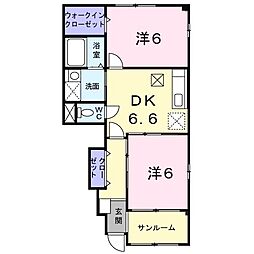 ニューリバーサイドフジ 2DKの間取図画像