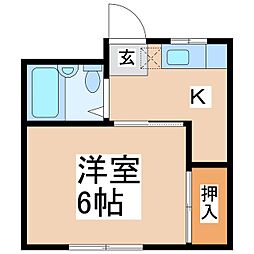 サンライズハイツ常田 1Kの間取図画像