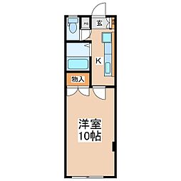 常磐城マンション 1Kの間取図画像