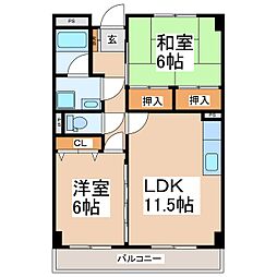 リンピアあっぷる 2LDKの間取図画像