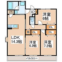 ルパレブリヤンヴィヨレ 3LDKの間取図画像