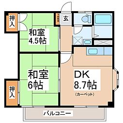 マンション桜井A 2DKの間取図画像