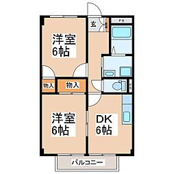 サープラスよこせき 2DKの間取図画像