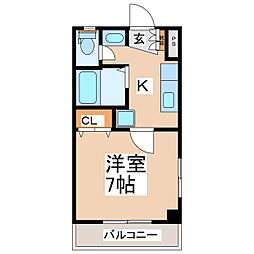 サンパレス上田 1Kの間取図画像