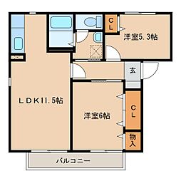 アヴニールTB 2LDKの間取図画像