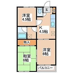 アップルハイツ英 3Kの間取図画像