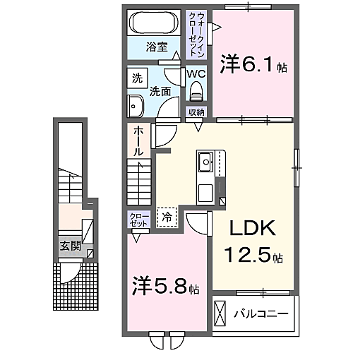 サニーホームVI 205｜静岡県富士宮市小泉(賃貸アパート2LDK・2階・56.48㎡)の写真 その2