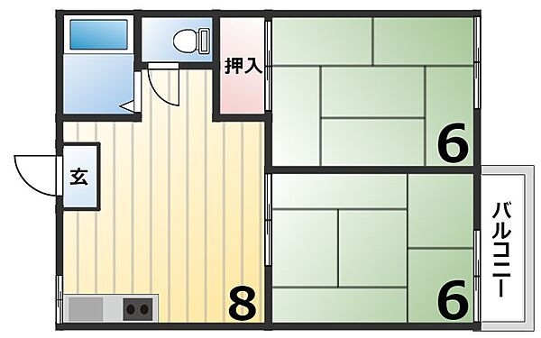 サニーハイツ北別府 202｜兵庫県神戸市西区北別府4丁目(賃貸マンション2DK・2階・35.51㎡)の写真 その2