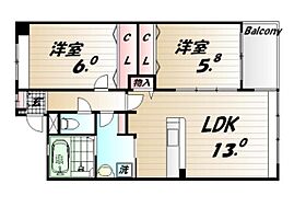 クオリティナカハシ 205 ｜ 兵庫県神戸市西区玉津町出合（賃貸マンション2LDK・2階・57.00㎡） その2