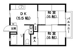 サンシティひよの 2DKの間取図画像