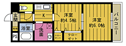 パレ・ドール鶴崎2 2Kの間取図画像