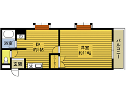 ベル三川 1DKの間取図画像