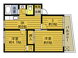 グリーンビル三佐 2SDKの間取図画像